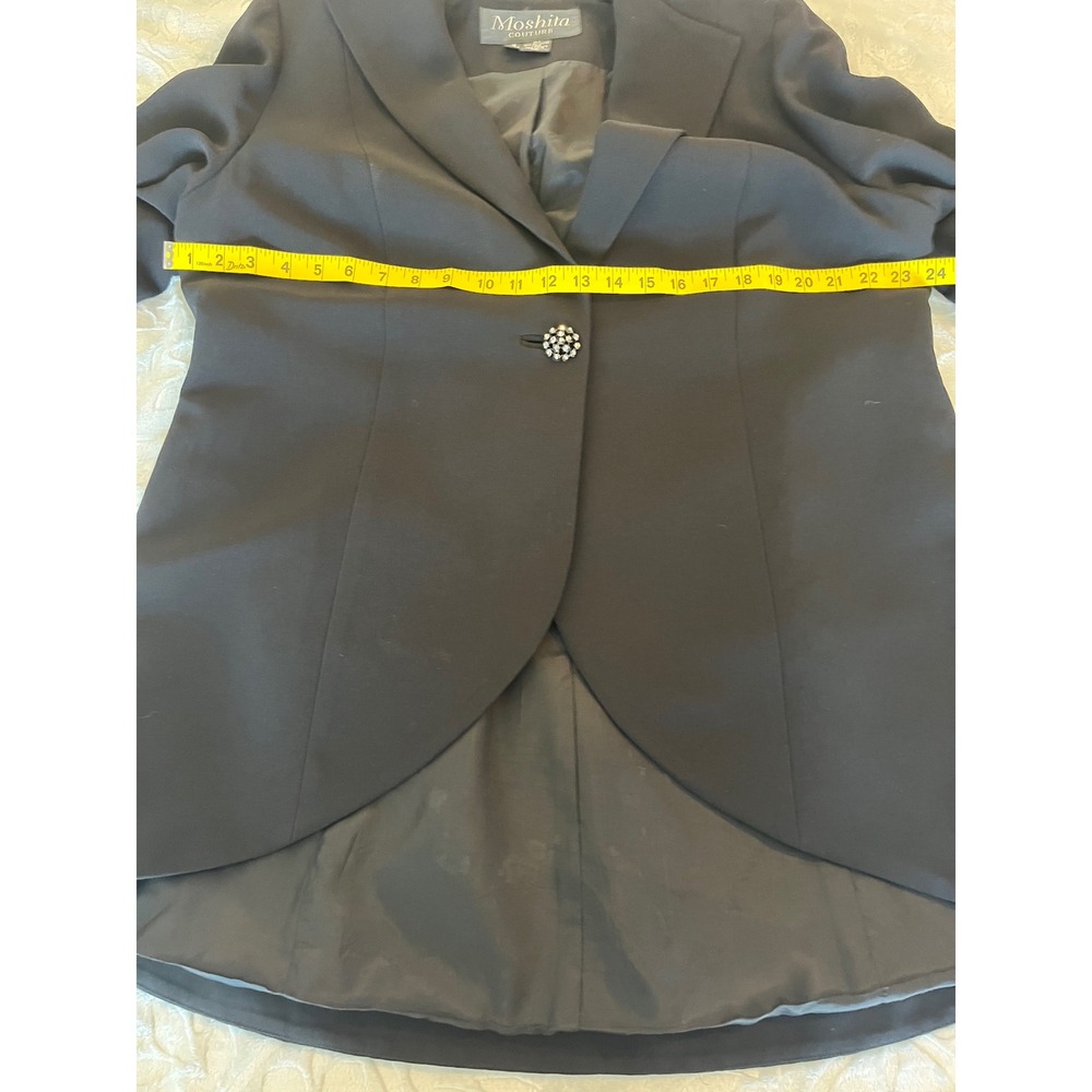 Moshita Couture Womens Black Ruffled Sleeve Tailored Dressy Blazer Jacket‎ - Picture 3 of 7